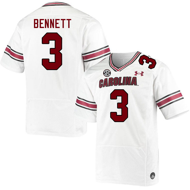Men #3 Mazeo Bennett South Carolina Gamecocks College Football Jerseys Stitched-White